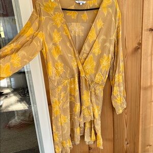 Floral Wrap Top in Yellow by [Brand]